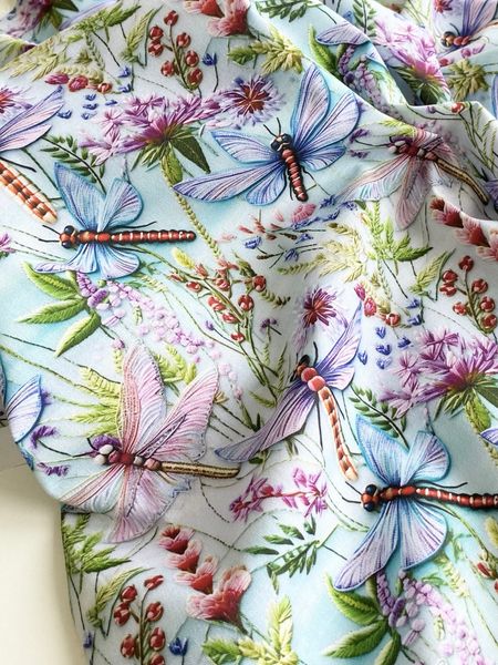 ПРЕДЗАКАЗ, РАДУЖНЫЕ СТРЕКОЗЫ, 100% хлопок Handmade Fabrics 3