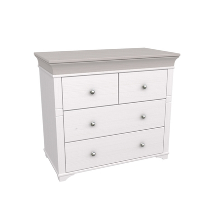 Комод «Бейли» с 4 ящиками белый воск/антрацит