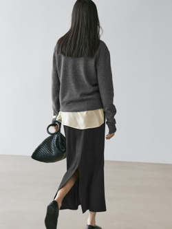 Massimo Dutti Прямая юбка-миди из льняной смеси, черный