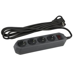 Сетевой фильтр ЭРА USF-M-4es-1,5m-B с защитой (термо) с заземлением с выключателем 4 розетки 1,5м 10А черный | Сетевые фильтры
