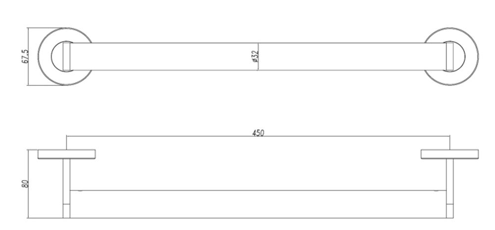 Поручень прямой 450 мм нерж. сталь NOFER 15254.45.S матовый