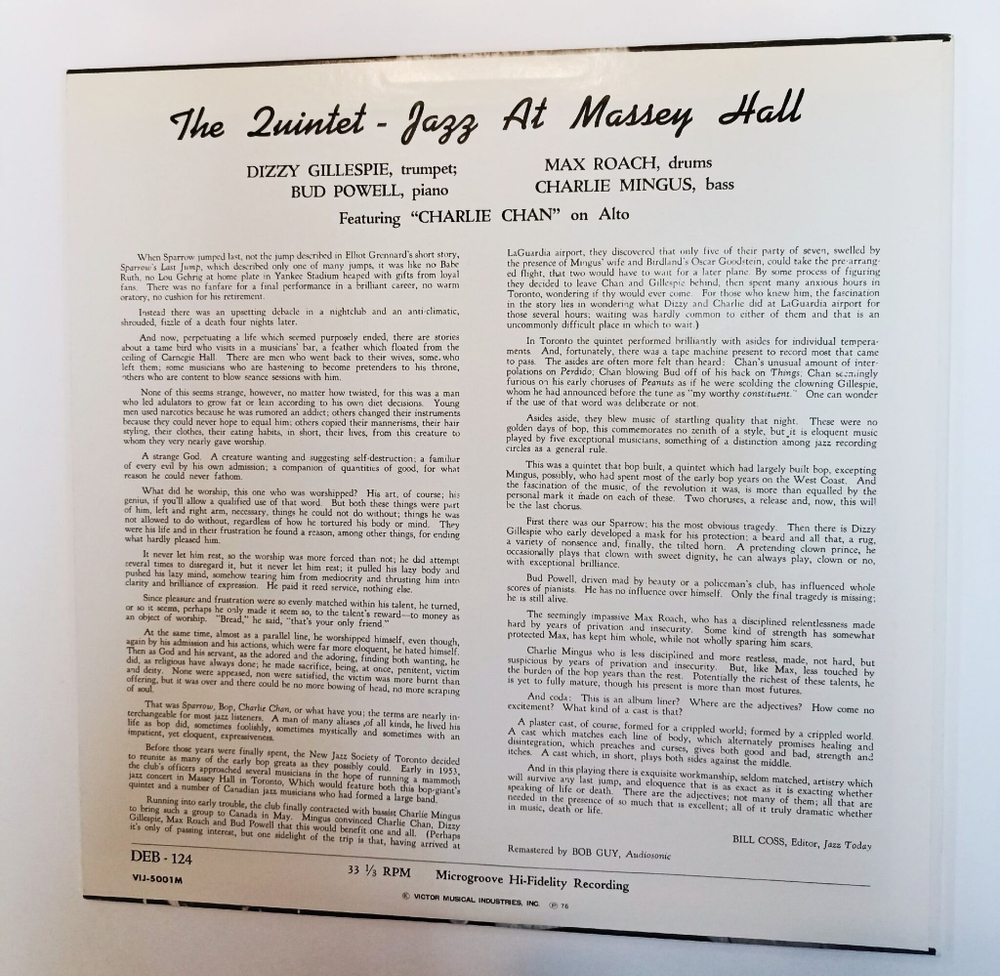 Винтажная виниловая пластинка LP The Quintet Jazz At Massey Hall (Japan 1976)