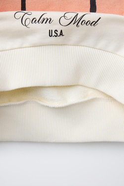 ZARA ТОЛСТОВКА С ПРИНТОМ «ПАЛЬМЫ», ЖЕЛТОВАТО-БЕЛЫЙ