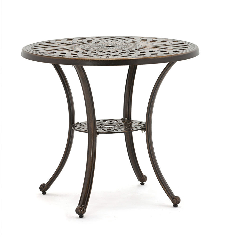 Комплект мебели из литого алюминия стол круглый СОРРЕНТО «SORRENTO» D78 бронза арт.6058 + 2 стула НЬЮ ЙОРК «NEW YORK» bronze арт.6026-2