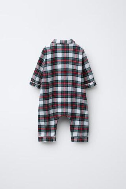 ZARA КОМБИНЕЗОН ИЗ ФЛАНЕЛИ В КЛЕТКУ, ЭКРЮ