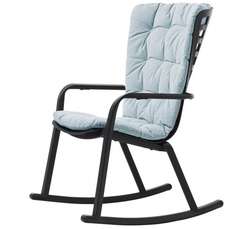 Уличное кресло-качалка Folio антрацит с голубой подушкой