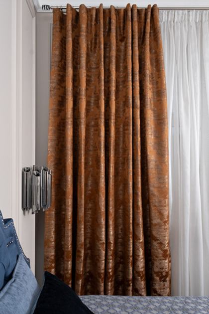 Ткань Портьера 275x260 Garda Decor Bromley оранжевая Оранжевый