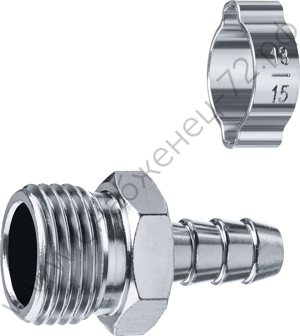 ЗУБР штуцер ″елочка″, 10 мм - 1/2″M, переходник с обжимным хомутом, Профессионал (64924-1/2-10)