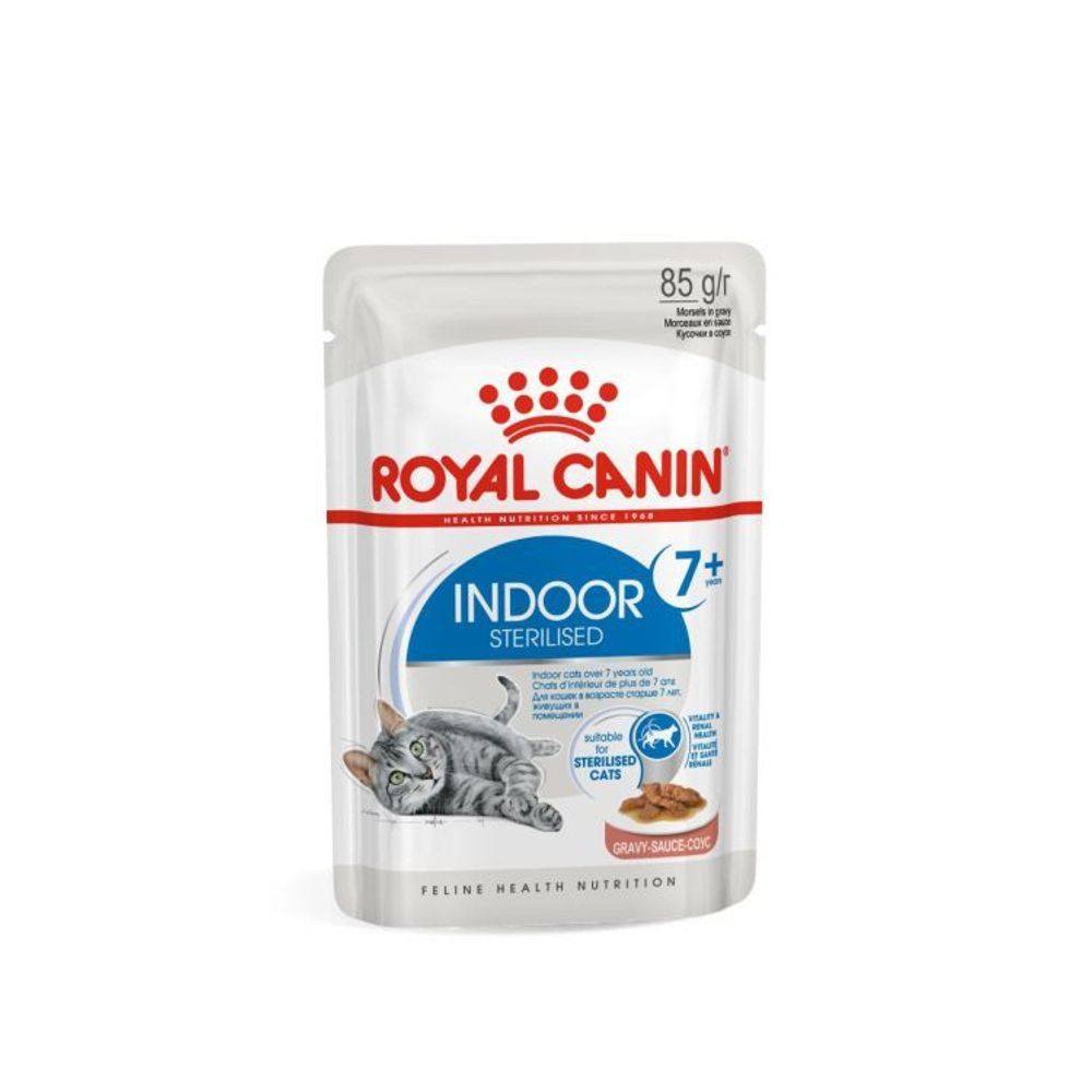 Влажный корм Royal Canin Indoor sterilised 7+ для кошек живущих в помещении, соус, 28 шт x 85 г