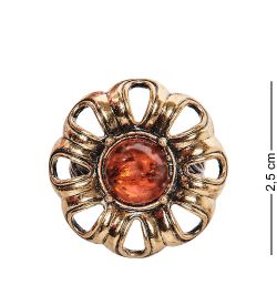 AM-2422 Кольцо «Василек» (латунь, янтарь)