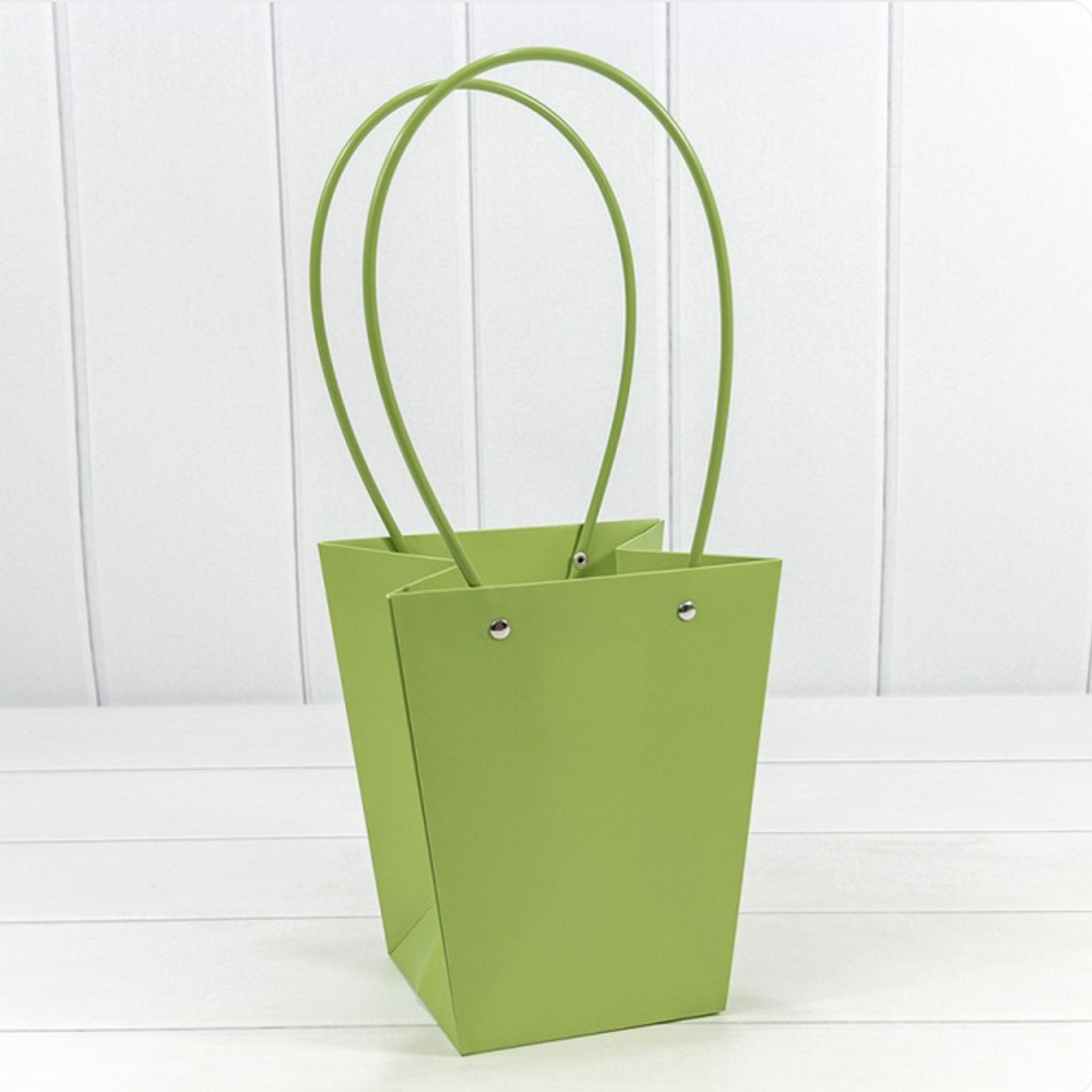 Пакет подарочный 20х17х12 Ваза для цветов (Зеленый)