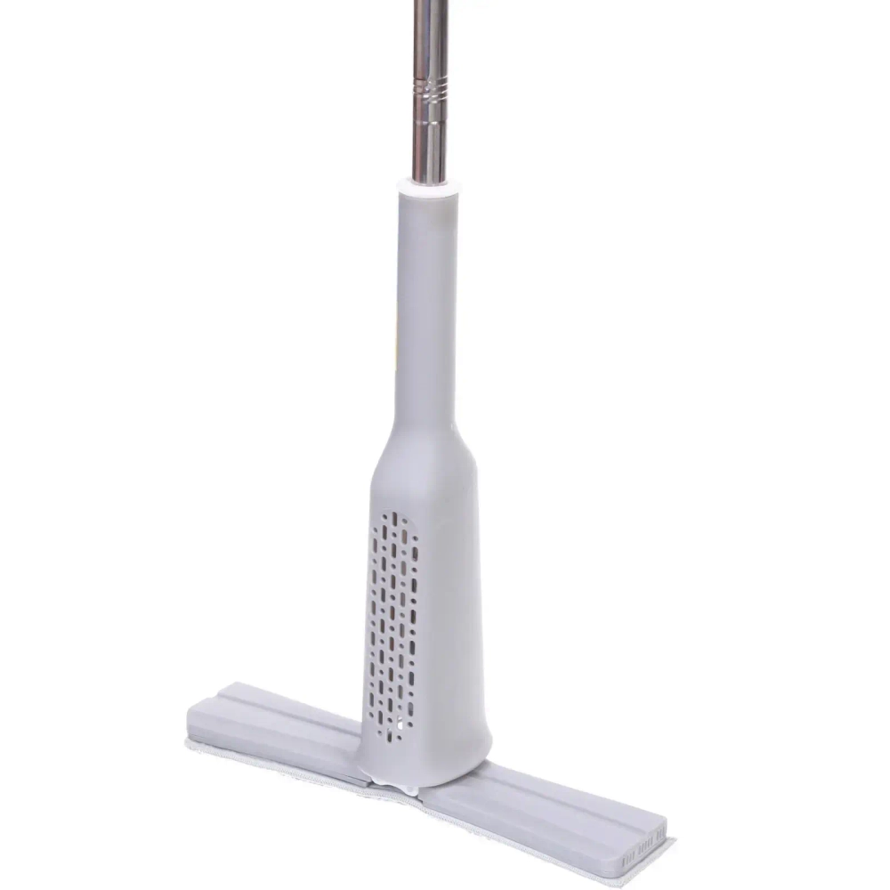 Швабра с отжимом, ручка 125 см. в комплекте две насадки цвет серый
