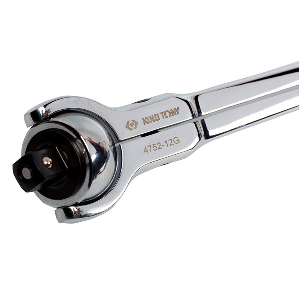 KING TONY (4752-12G) Трещотка 1/2", 312 мм, 72 зубца, дисковый механизм, поворотная голова с кнопкой
