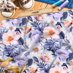 Ткань премиум интерлок краски цветочной абстракции