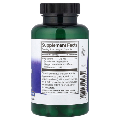 Swanson, Albion®, глицинат магния, 133 мг, 90 веганских капсул