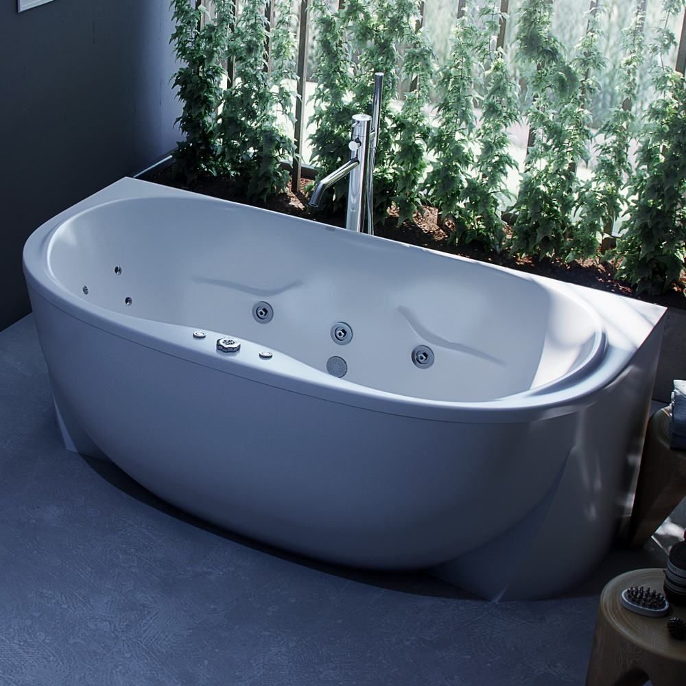 Акриловая ванна Aquatek (Акватек) Мелисса 180x95, с каркасом, с фронтальной панелью, со сливом-переливом