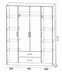 Шкаф АНКОР 4х створчатый, Милана, г. Уфа