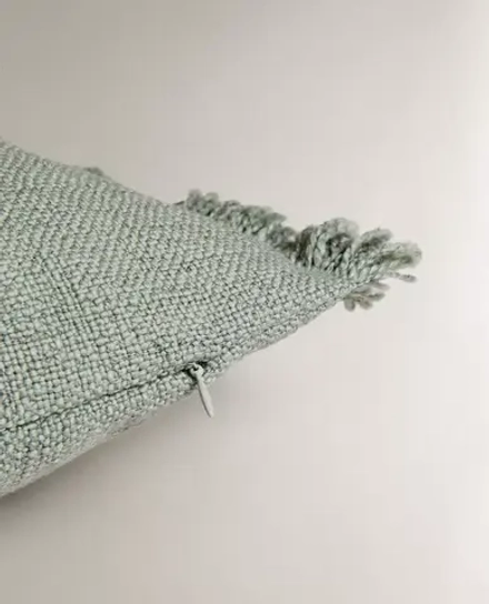 ZARA HOME НАВОЛОЧКА ДЛЯ ДЕКОРАТИВНОЙ ПОДУШКИ С БАХРОМОЙ, СИНИЙ