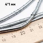 Гематит Рондель бусины (имитация), цвет серебристый, размер около 1*4 мм, цена за отрезок 19 см (1/2 нити)