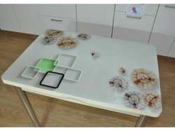 Симпл фотопечать стол обеденный раскладной / ирис/дуб молочный/хром