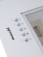 Вытяжка кухонная MACBI S-BOX-60A1 (WHITE) белый, D120мм. 850 м3/ч, полновстраиваемая, мотор 70Ватт, металл 60см, кнопочное управл.