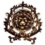 Кованый элемент «Лев» в патине «золотая бронза» 56х46 см.