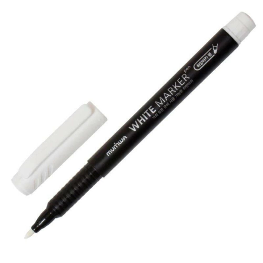 274723 MunHwa Маркер перманентный WHITE MARKER, БЕЛЫЙ пулевидный 1мм (WPM-05)