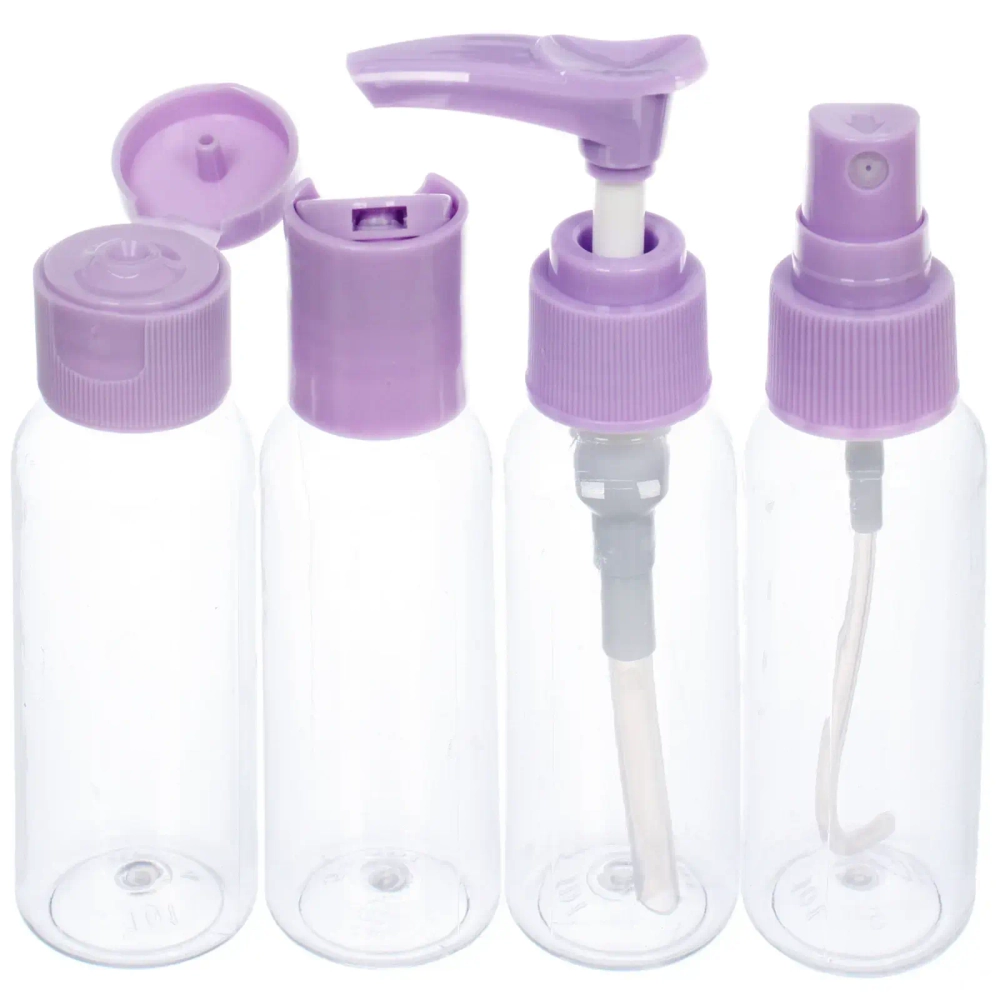 Флаконы дорожные в косметичке 4шт «COMFORT», цвет фиолетовый, (40*4мл)