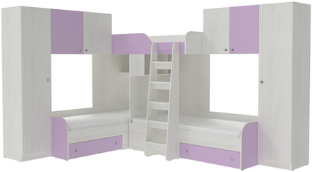 Трехместная кровать КарИВи Трио 3 Белое Дерево Ирис