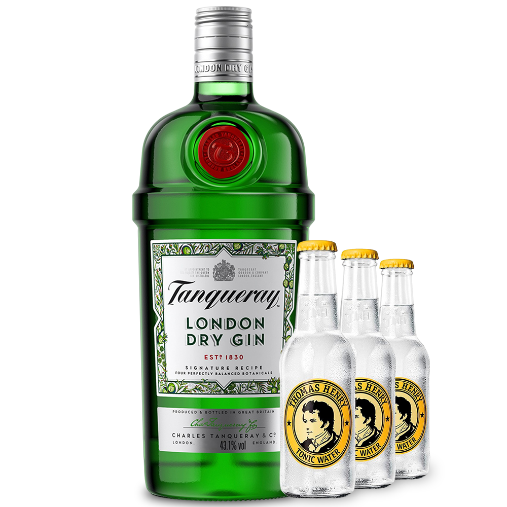 Сет Джин Tanqueray London Dry Gin 1 л. + 3 Тоник Thomas Henry, Tonic Water 0,2 л.