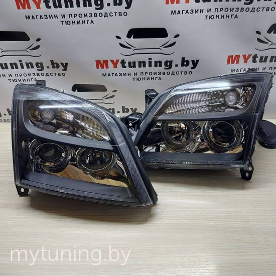Передние фары Opel Vectra C angel eyes black