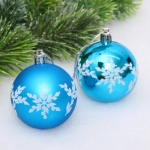 Новогодние шары «Снежный шарм» 6 см (набор 6 шт), Голубой