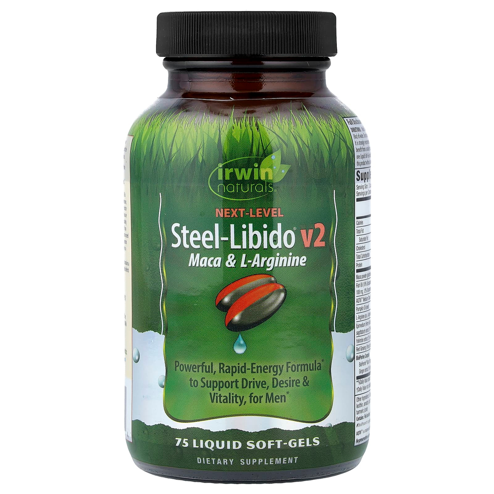 Irwin Naturals, Steel-Libido® V2, мака и L-аргинин, 75 желатиновых капсул