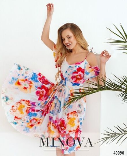 Платье 3145-белый-с-цветами Minova Фото 2