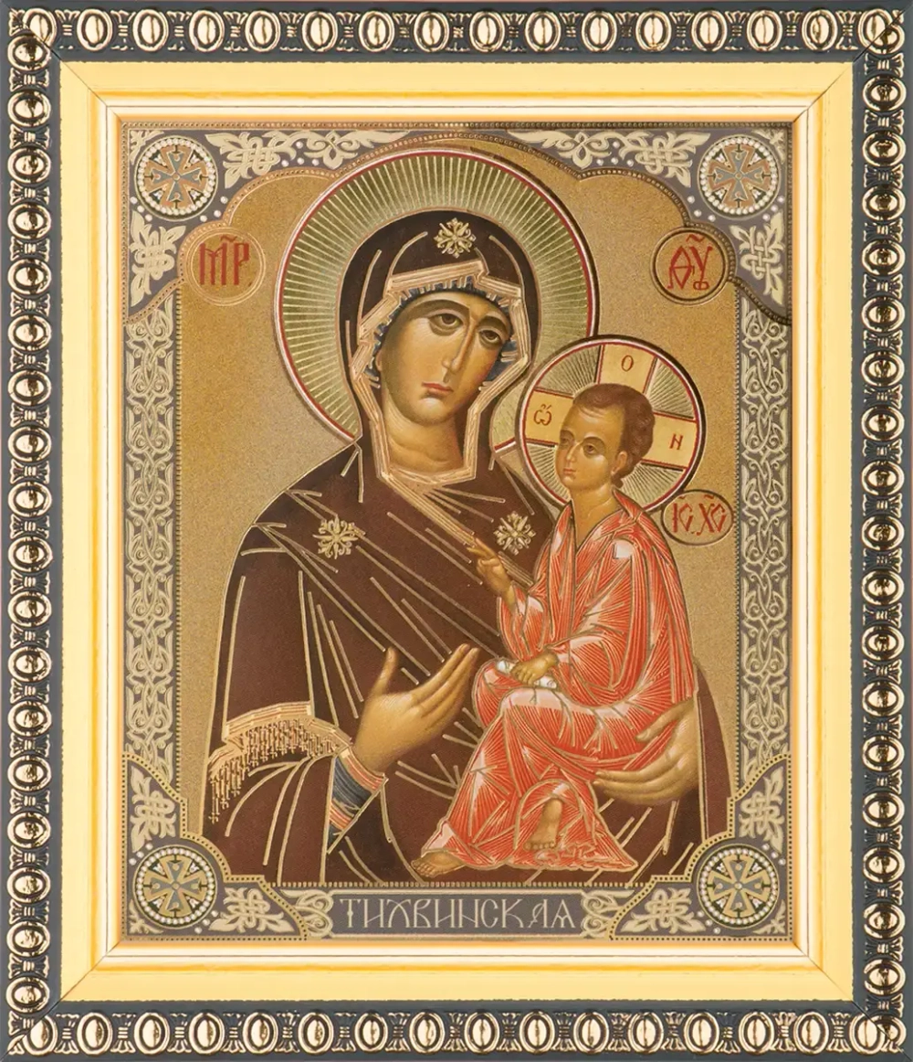 Икона БМ "Тихвинская" 10х12 в раме 13х15