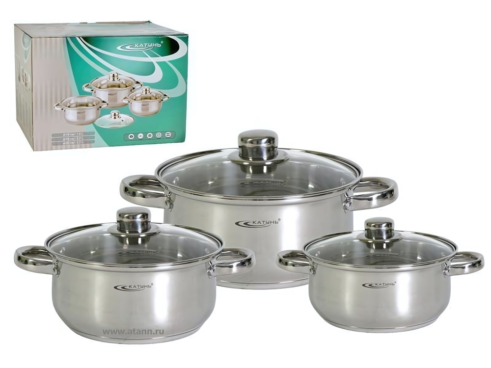 Набор кастрюль 3 предмета (2,2л; 3,2л; 4,2л) Гретта