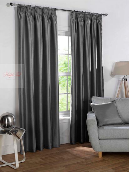 Шторы Silky (графит, тёмно-серый) из однотонного люкс-сатена