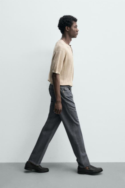 ZARA ДЖИНСЫ STRAIGHT FIT, СЕРЫЙ