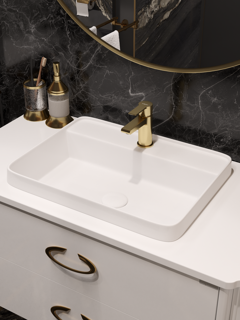 Смеситель для раковины STWORKI Дублин S41010GM матовое золото