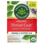 Traditional Medicinals, Organic ThroatCoat®, оригинальный продукт со скользким вязом, без кофеина, 16 запеченных чайных пакетиков, 32 г (1,13 унции)