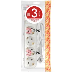 Удлинитель электрический ЭРА UX-4e-3m с заземлением 4 розетки 3м ПВС 3x0,75мм2 10А