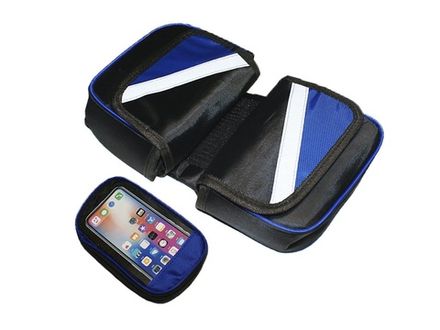 Сумка велосипедная на раму, чёрная с синими вставками: SV-1