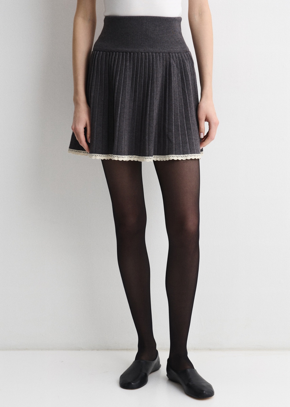 Юбка трикотажная плиссе графит
