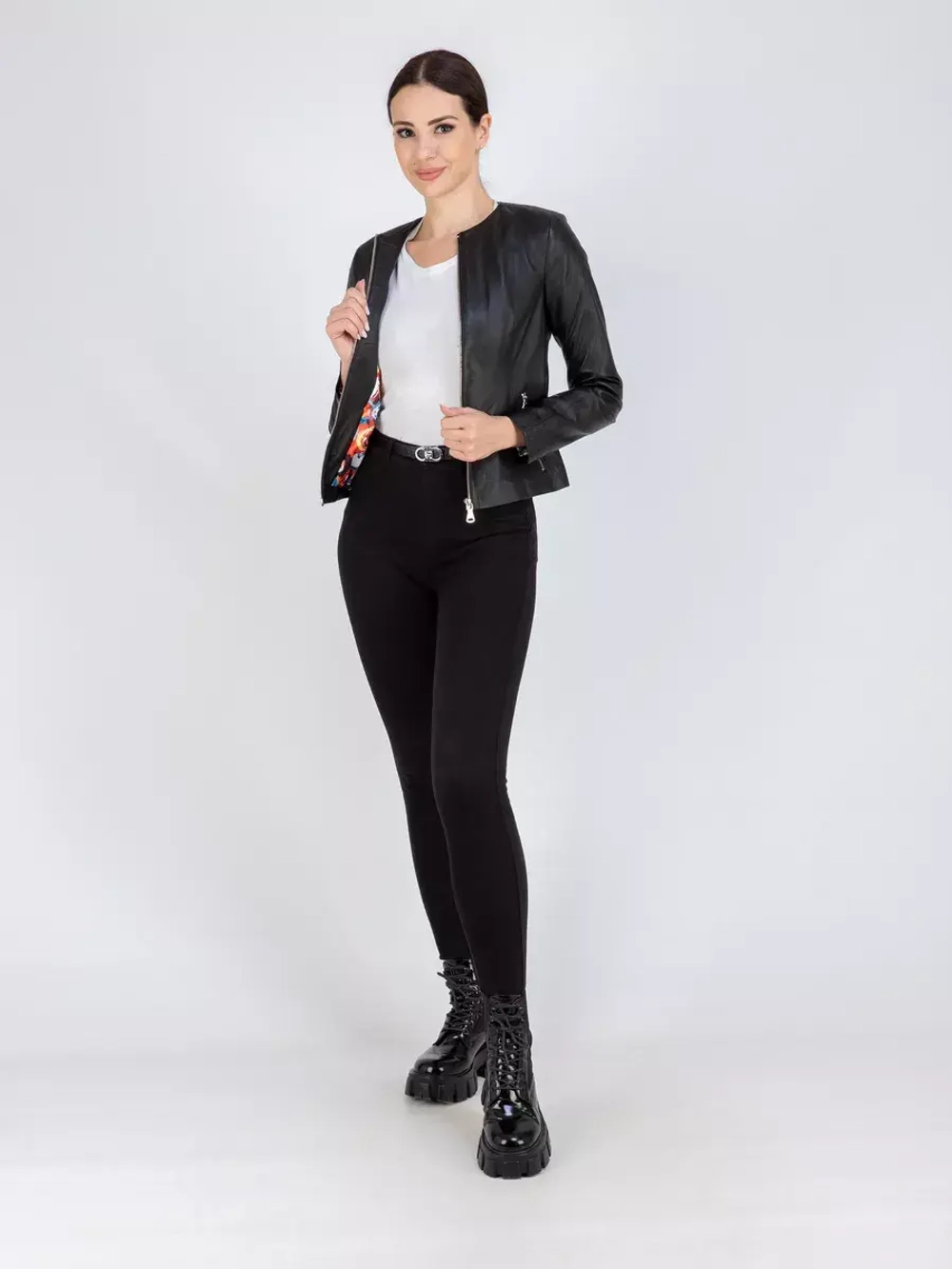 Кожаная куртка демисезонная на молнии