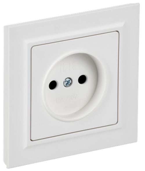 BRITE Розетка 1-местная без заземления без защитных шторок 10А в сборе РСР10-1-0-БрАБ арктический белый IEK