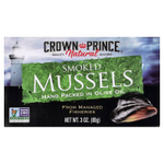 Crown Prince Natural, Копченые мидии, в оливковом масле, 85 г (3 унции)