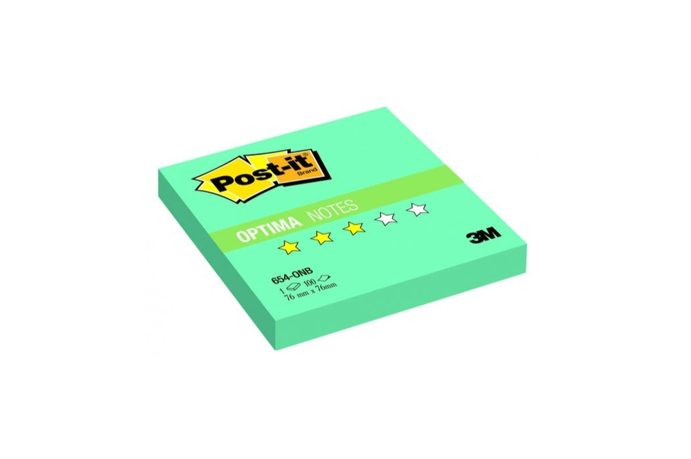 Блок с л/к 76*76 3М Post-it 100л. бирюзовый неон Optima Весна 654-ONB
