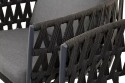 "Диего" лаунж-зона 4-местная плетеная из роупа (веревки), каркас алюминиевый темно-серый, роуп темно-серый