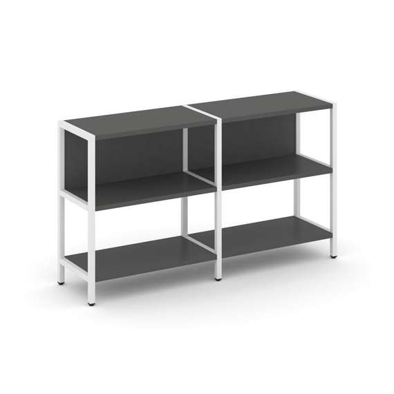 Shelf System Двухсекционный стеллаж двухярусный SN.STM-221 Антрацит/Металл Белый 1590*400*879