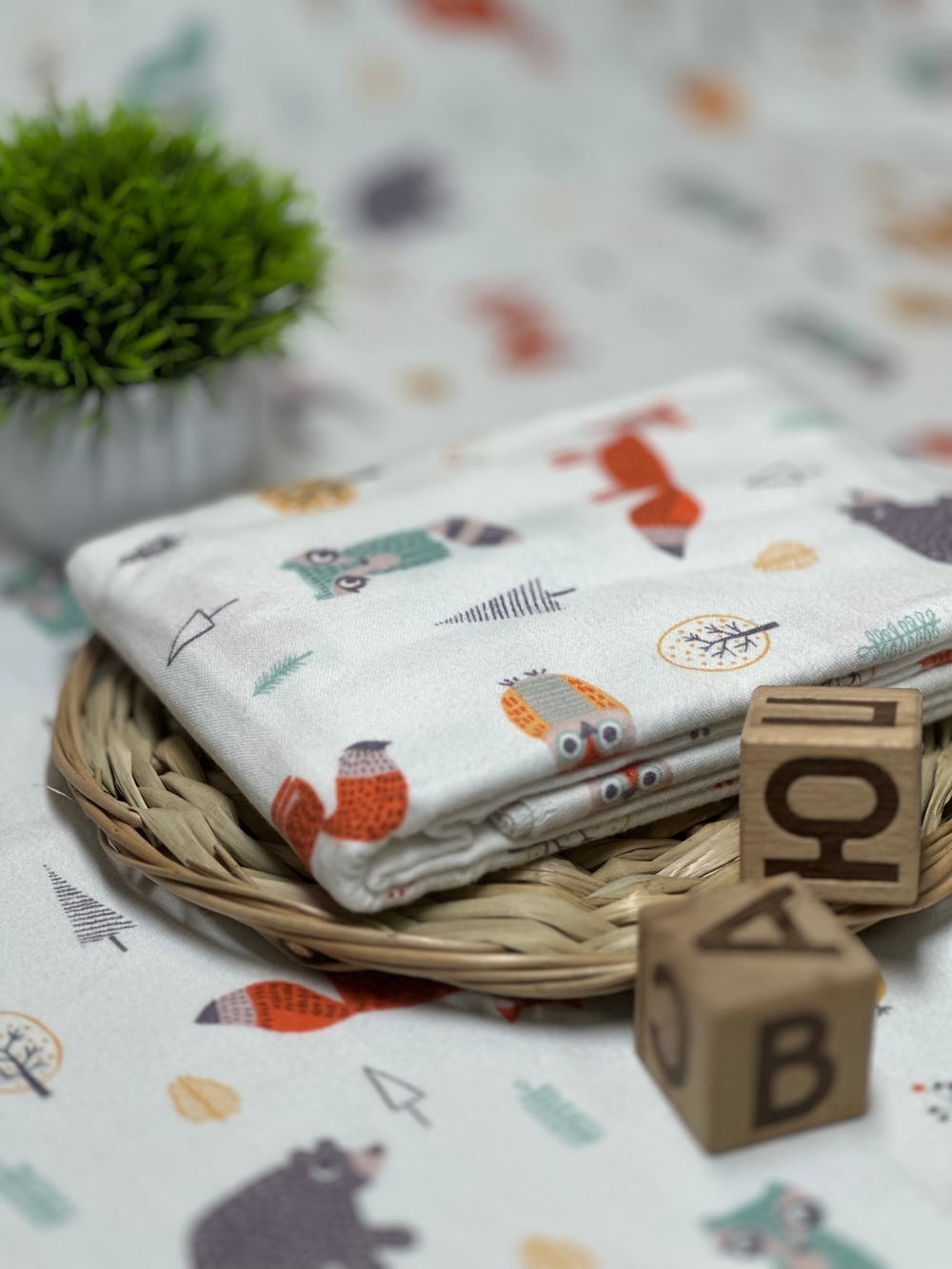 Пеленка Зверята в лесу фланель RinaAmari